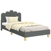 Vidaxl Otroški posteljni okvir z vznožjem Temno siva 80 x 200 cm Blago