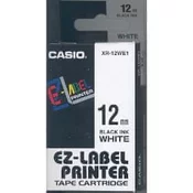 Traka za pisač etiketa, 12 mm x 8 m, CASIO, bijelo-crna XR 12 WE1