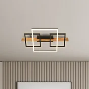 Briloner LED stropna svetilka Cadre, 3000K, 55cm, črna, les - Dnevna soba/jedilnica - Sodobni - črna mat, svetlo les