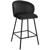 DE NEMI žametni črni barski stol, 65 cm