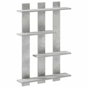 vidaXL Stenska polica Betonsko siva 61 x 13,5 x 88 cm Inženirski les
