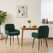 vidaXL Jedilni stoli 2 pcs Žamet Temno zelena 59 x 59,5 x 90 cm