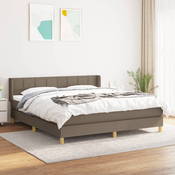Greatstore Box spring postelja z vzmetnico taupe 180x200 cm blago