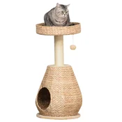 PawHut PawHut Mačje drevo/praskalnik z mačjo jamo, sisal, višina 82,5 cm, mehak pliš, rumena, (5000238641)