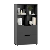 Costway Knjižna polica 4-kocka z 2 predaloma 130 cm črna