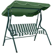 OUTSUNNY Vrtni gugalnik s 3 sedeži z nastavljivim odstranljivim sončnim nadstreškom, zunanji gugalnik z mehko blazino iz poliestra, nosilnost 240 kg, 170x110x153 cm, zelen in bel