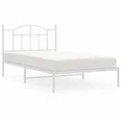 Vidaxl Kovinski posteljni okvir z vzglavjem bel 107x203 cm