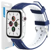 1 to 3 TRDEN SILIKONSKI PAŠČEK BELINE APPLE WATCH 42/44/45/49 MM MORNARSKO/BEL