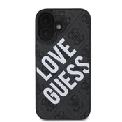 Guess PU Leather 4G Big Love Logo MagSafe Zadní Kryt pro iPhone 16 Black Ovitek za telefon Vijolična