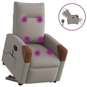 Vidaxl Električni masažni naslanjač s funkcijo vstajanja taupe