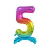 GoDan Folijski balon številke s stojeca 5 - mavrica - 74cm