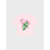 Sinsay - Pamucna majica sa printom Minecraft - roze