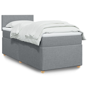 Box spring postelja z vzmetnico svetlo siva 80x200 cm blago