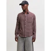JACK & JONES Srajca JORFREDERIKSBERG temno rjava/karminsko rdeča/bela