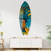 WallXpert dekorativna daska za surf od pleksiglasa Mvsf34L, leopard u tropskoj džungli na tamnozelenoj pozadini, 50 x 100 cm