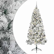 Vidaxl Umetna božična jelka z bučko 180 cm 300 LED Toplo bela