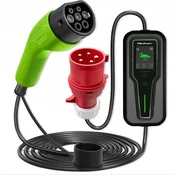 Qoltec mobilni polnilnik za EV avtomobile 2v1 Type2/SCHUKO 3.5kW LCD (5m)