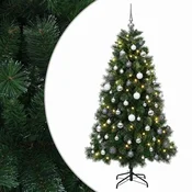 Vidaxl Umetno božično drevesce z novoletnimi kroglicami 240 cm 300 LED
