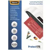 Laminacijska folija za vruće laminiranje, 175 mikrona, A4, sjajna, 100 listova, FELLOWES 5308703