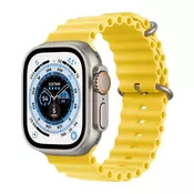 Apple Watch Ultra (GPS + Cellular) 49mm Titanium Case with Yellow Ocean Band - Titanium