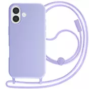 AVIZAR Ovitek za iPhone 17 silikonski Soft Touch z nastavljivo vrvico za okoli vratu, Lavanda, (5000189197)