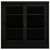 Ormaric s kliznim vratima crni 90 x 40 x 90 cm celicni