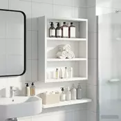 vidaXL Kopalna stenska omarica s polico Bela 40 x 10 x 50 cm