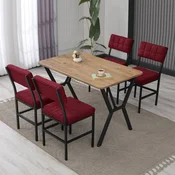 Hanah Home Trpezarijski sto i stolice Dubai , Bordo-krem