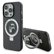Karl Lagerfeld Karl Lagerfeld ovitek za iPhone 15 Pro Max 6.7 Ring Stand Karl&Choupette MagSafe, črn/črn