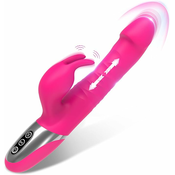 Paloqueth Thrusting & Rotating Rabbit Vibrator with 7 Thrust & 7 Vibration Modes Pink