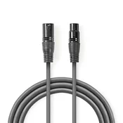 Nedis Uravnotežen zvočni kabel | XLR 3-polni moški | XLR 3-polni ženski | Ponikljano | 0,50 m | Okrogla | PVC | Temno siva | Kartonski tulec