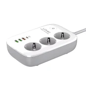 Pametni produzni kabel LDNIO SEW3452 3xutičnice + 3xUSB + 1xUSB-C bela