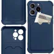 HURTEL Ovitek Card Armor za iPhone 13 mini, denarnica za kartice, silikonski ovitek Armor, zračna blazina, temno modra