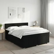 vidaXL Postelja boxspring z vzmetnico Črna 160 x 200 cm Blago