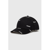 Bombažna bejzbolska kapa HUGO črna barva