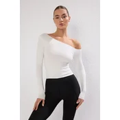 Trendyol Milla Ženska majica Thmss25Ts00004, Krem