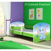 Djecji krevet ACMA s motivom, bocna zelena 180x80 cm 27-colored-elephant