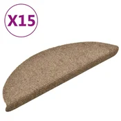 Vidaxl Preproge za stopnice, samolepilne, 15 kosov, 56x17x3 cm, bež, polkrožne