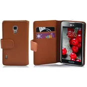 Cadorabo Cadorabo Ohišje, združljivo z LG OPTIMUS L7 II v sedlo rjave barve - Zaščitni ovitek iz teksturiranega umetnega usnja in žep za kartice, (20562358)
