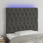 Vidaxl vidaXL Vzglavje postelje z LED diodo temno sivo 90x7x118/128 cm žametno