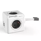 ALLOCACOC PowerCube Extended USB 4xSchuko + dual USB, kabl duž.3m (Siva)