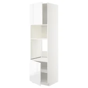 METOD Visoka omara za vgrad gspd aparate, bela/Voxtorp visoki sijaj/bela, 60x60x220 cm