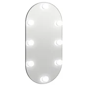 Vidaxl Ogledalo z LED lučkami 80x40 cm stekleno ovalno