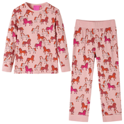 vidaXL Otroška pižama z dolgimi rokavi svetlo roza 104