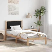 Vidaxl Konstrukcija postelje Črna 80 x 190 cm Masivno borovo les