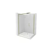 Mexen Omega drsna tuš kabina 120 x 90 cm, prozorna, zlata + tuš kad Flat - 825-120-090-50-00-4010