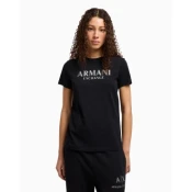 Armani Exchange za ženske. XW000387AF10354UC001 Majica s kratkimi rokavi črna (S), Črna, Priložnostno, Bombaž, Kratek ro