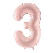 PartyDeco Balon iz folije za rojstni dan številka 3 svetlo roza 72 cm