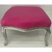 Casa Padrino luxury baroque stool pink/silver - Handmade baroque style stool - Baroque footstool - Living room furniture in baroque style - Baroque style furniture - Baroque furniture