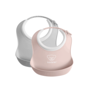 Small Baby Bib, 2-pack - Grey/Powder pink